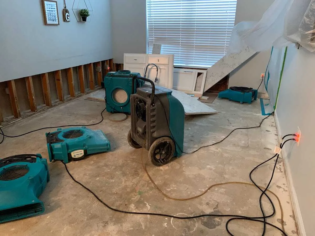 Dehumidifier in flood-cut room for Water Damage Restoration in South Brunswick